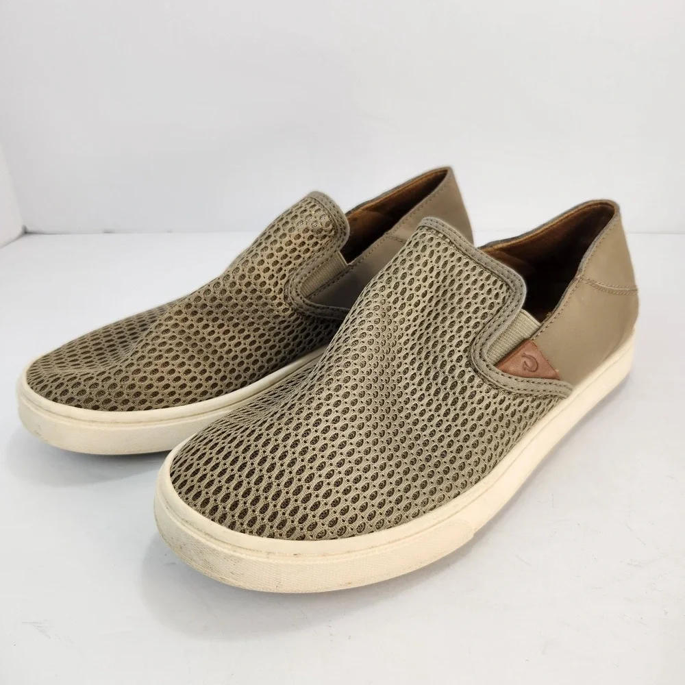Olukai Pehuea Women's Casual Comfy Breathable Slip-On Taupe Sneakers Size 8.5